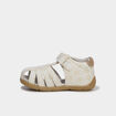 Sandales en cuir fermeture &agrave; scratchs blanc b&eacute;b&eacute; fille