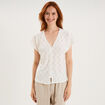 T-shirt dentelle avec boutons blanc femme