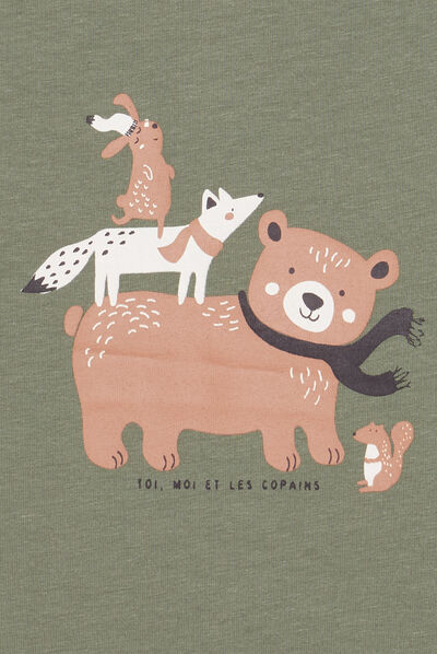 T-shirt avec col roulé vert kaki bébé garçon
