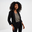 Veste blazer cintr&eacute; manches 3/4 noir femme