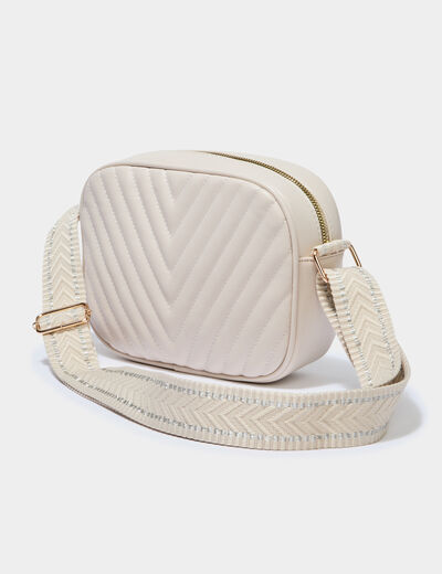 Sac bandouli&egrave;re matelass&eacute; ivoire femme