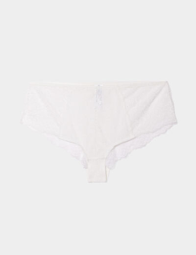 Shorty en dentelle Izzie blanc femme grande taille