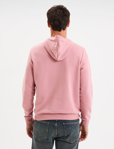 Sweat molleton à capuche hoodie vieux rose homme