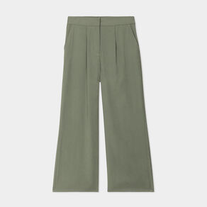 pantalon large fluide taille elastiquee vert kaki femme Pantalon large fluide taille élastiquée vert kaki femme
