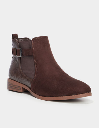 Bottines chelsea avec boucles marron foncé femme
