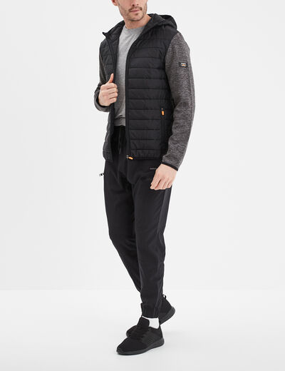 Gilet zippé à capuche Trappeur noir homme