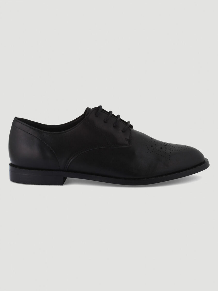 Derbies plates en cuir noir femme