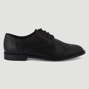 Derbies plates en cuir noir femme