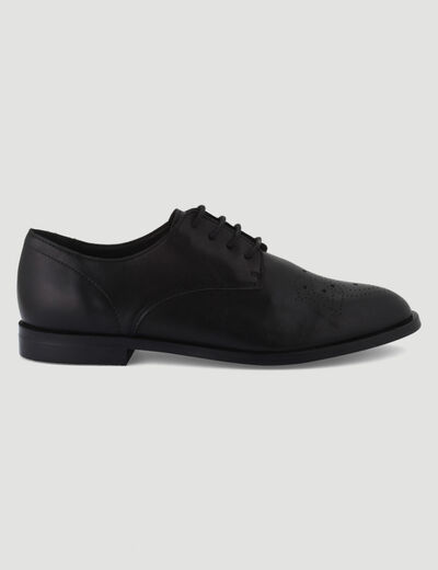 Derbies plates en cuir noir femme