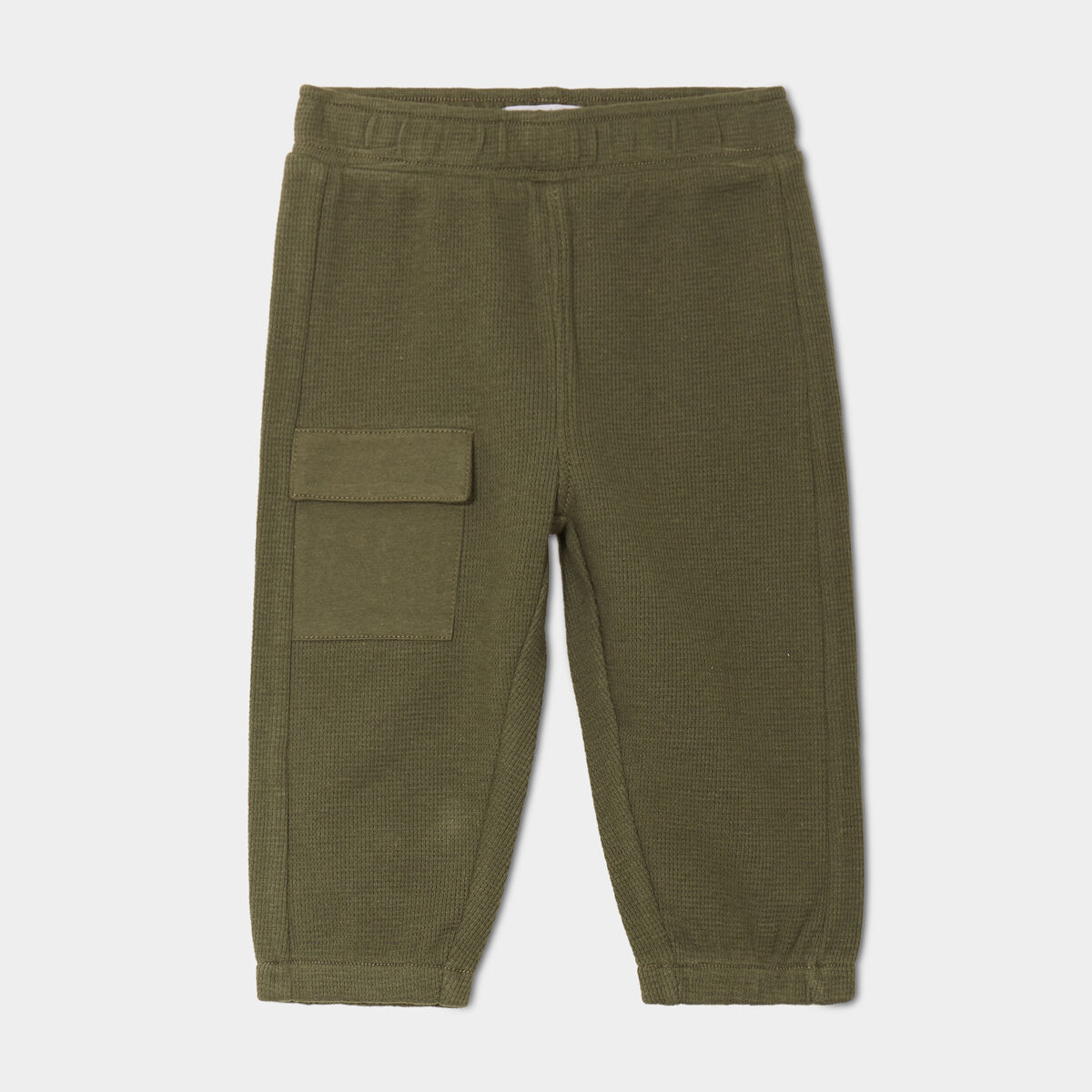 Pantalon droit bas resserré coton vert kaki bébé garçon