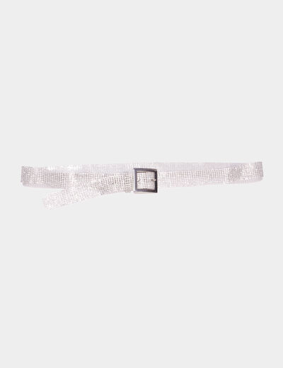 Ceinture à strass couleur argent femme