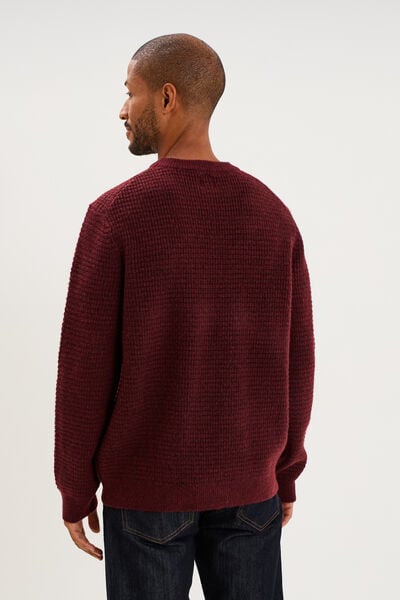 Pull col rond manches longues prune homme