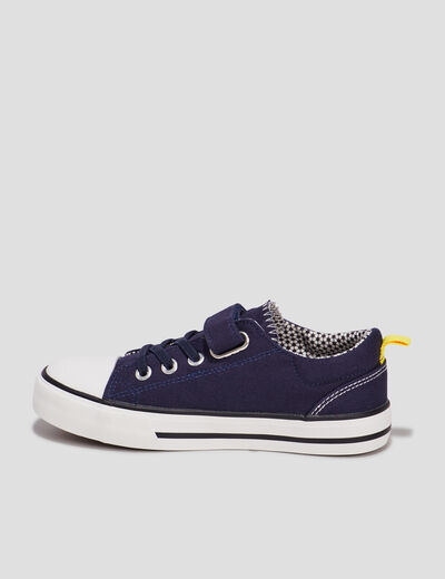 Tennis en toile bout renforc&eacute; &agrave; lacets bleu marine gar&ccedil;on