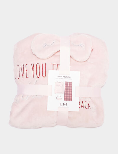 Ensemble pyjama effet polaire 3 pièces rose femme