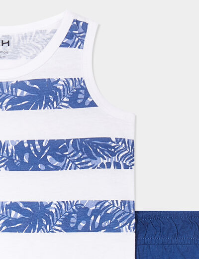 Ensemble 2 pièces débardeur short coton bleu marine bébé garçon