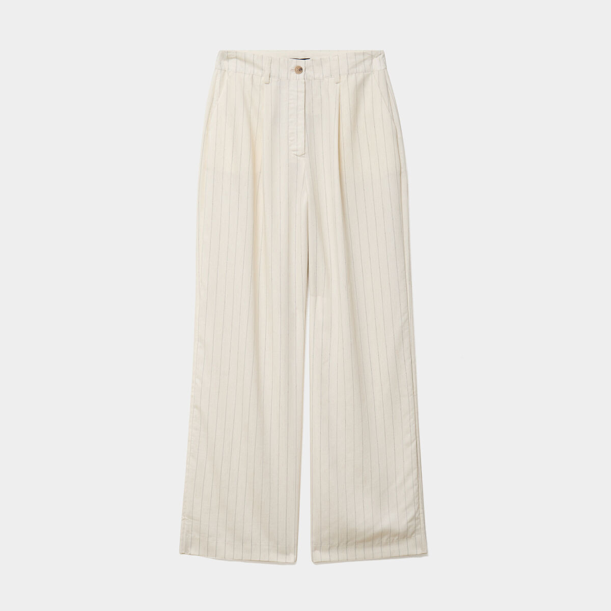Pantalon large avec pinces ecru femme