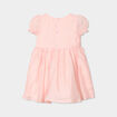 Robe manches ballons d&eacute;tails fleurs rose clair b&eacute;b&eacute; fille