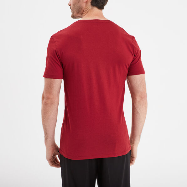 t shirt manches courtes col tunisien rouge homme T-shirt manches courtes col tunisien rouge homme
