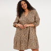 Robe courte fluide &eacute;vas&eacute;e boutonn&eacute;e beige clair femme grande taille