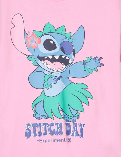 T-shirt manches courtes coton Stitch rose fille