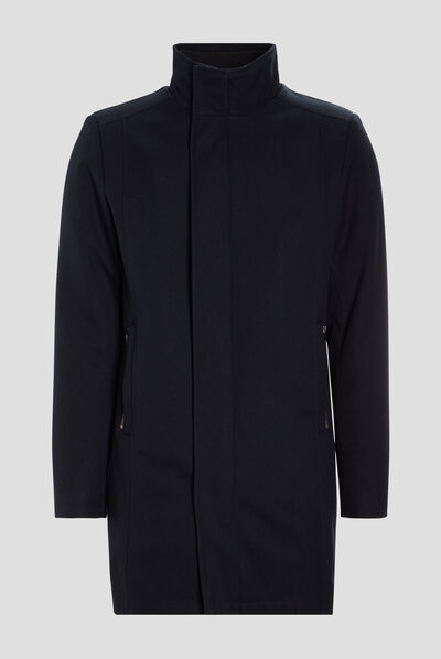 Manteau droit long bleu marine homme