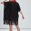 Robe de plage à franges noir femme