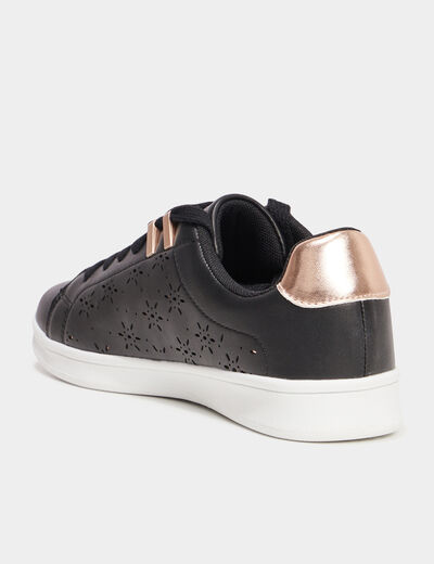 Tennis basses perforées Creeks noir femme