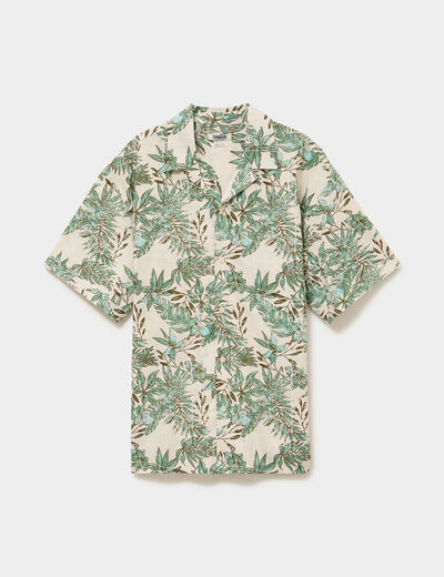 Chemise en coton manches courtes blanc homme