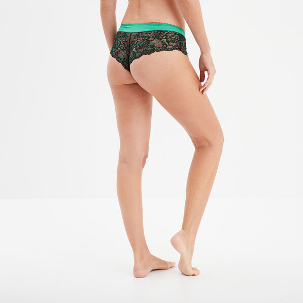 Shorty en micro dentelle vert menthe femme