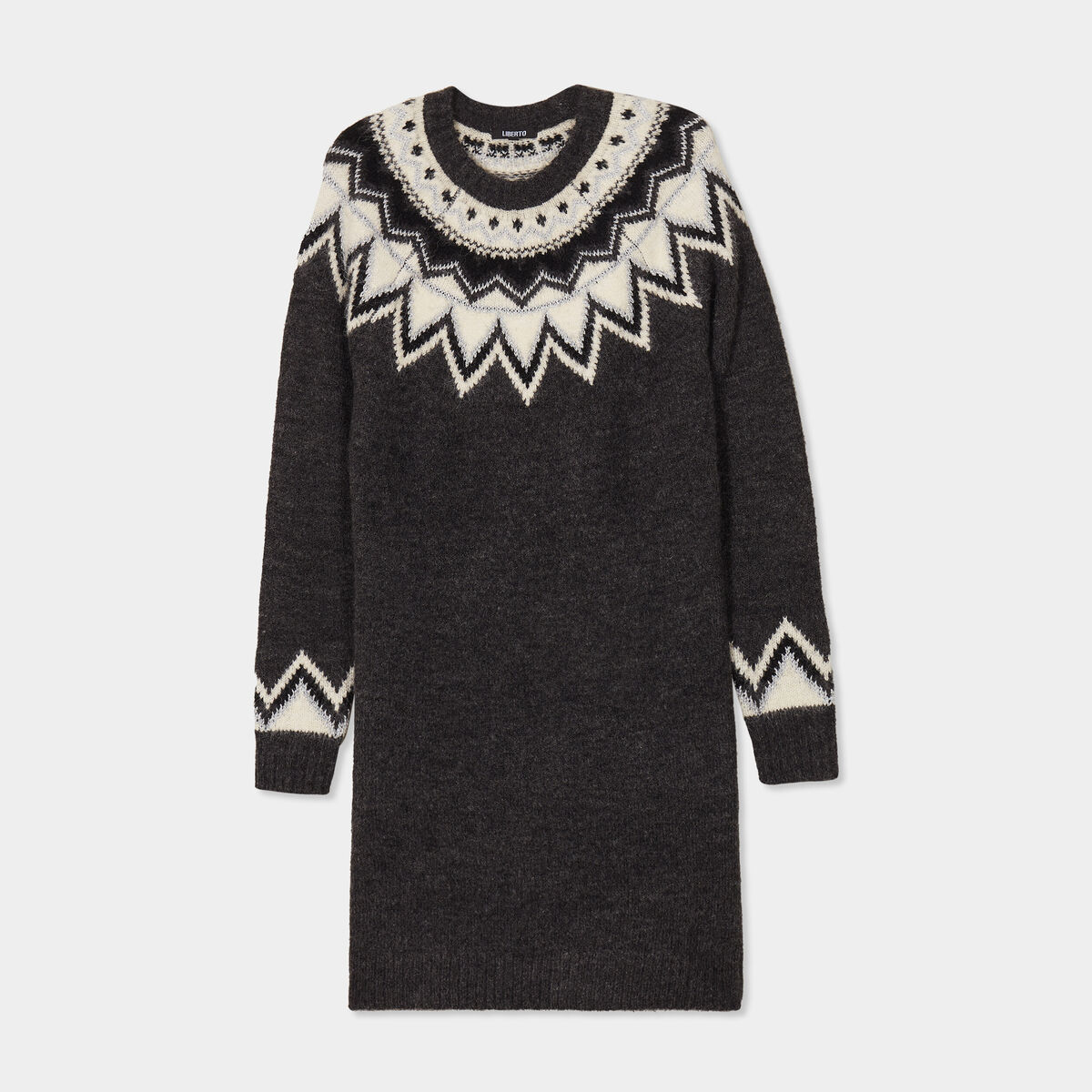 Robe pull courte col rond Liberto gris foncé femme