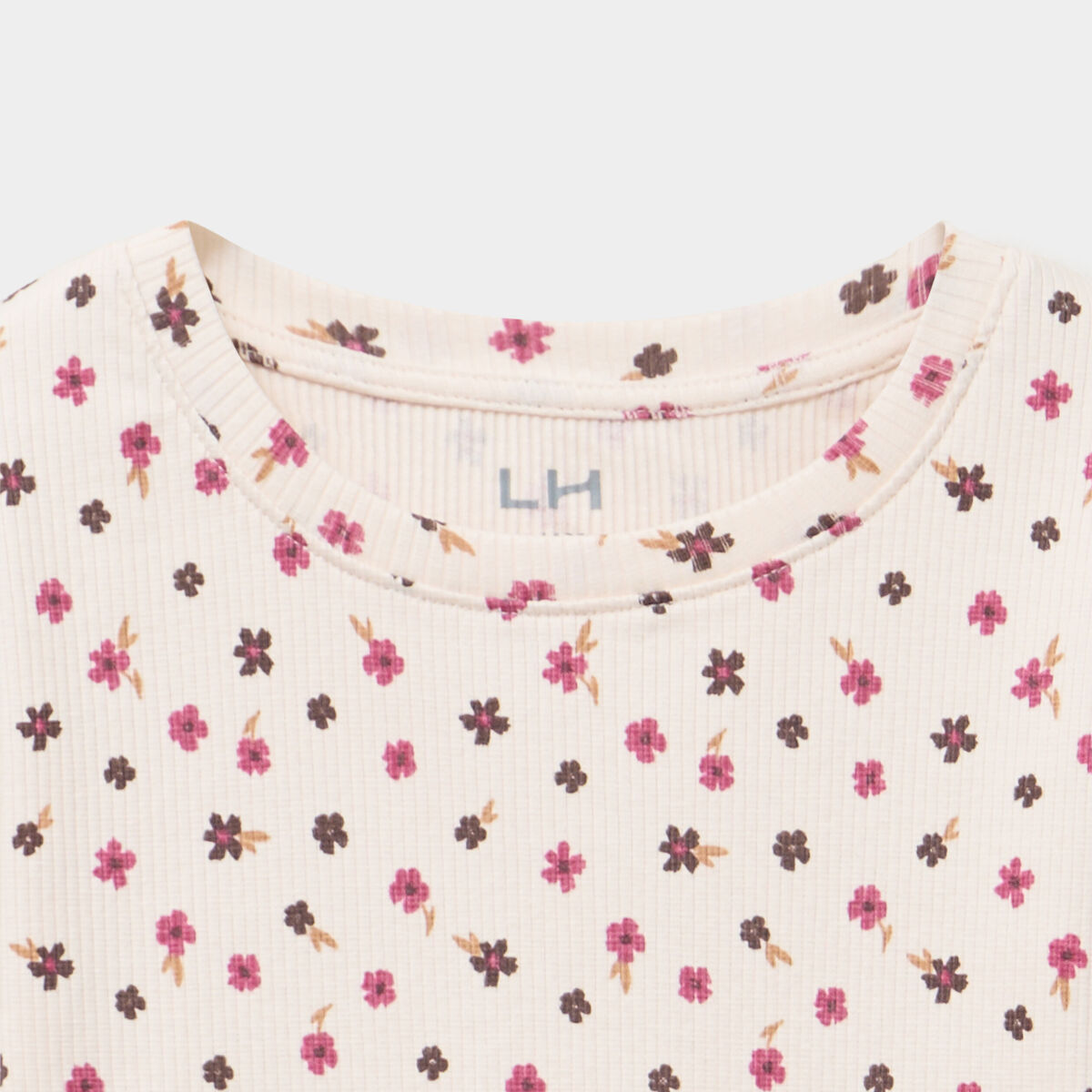 T-shirt c&ocirc;tel&eacute; ajust&eacute; manches longues beige fille