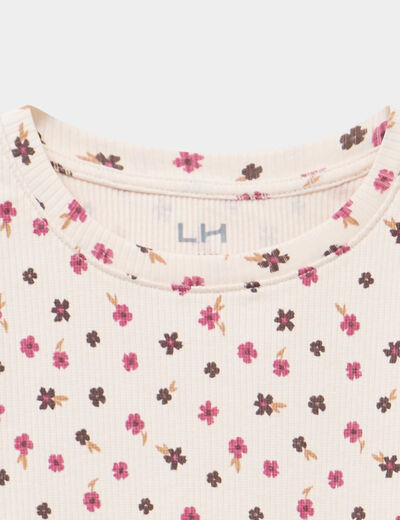 T-shirt c&ocirc;tel&eacute; ajust&eacute; manches longues beige fille