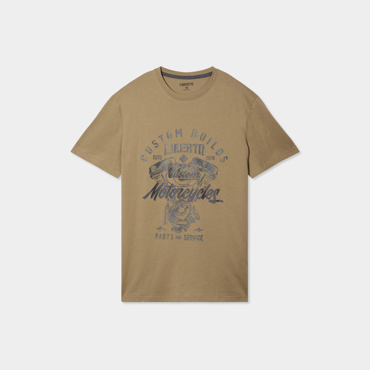 T-shirt manches courtes coton Liberto vert kaki homme