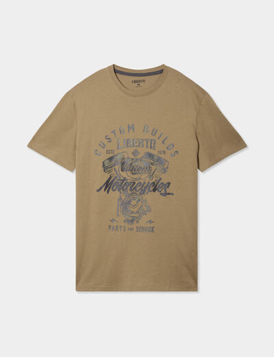 T-shirt manches courtes coton Liberto vert kaki homme