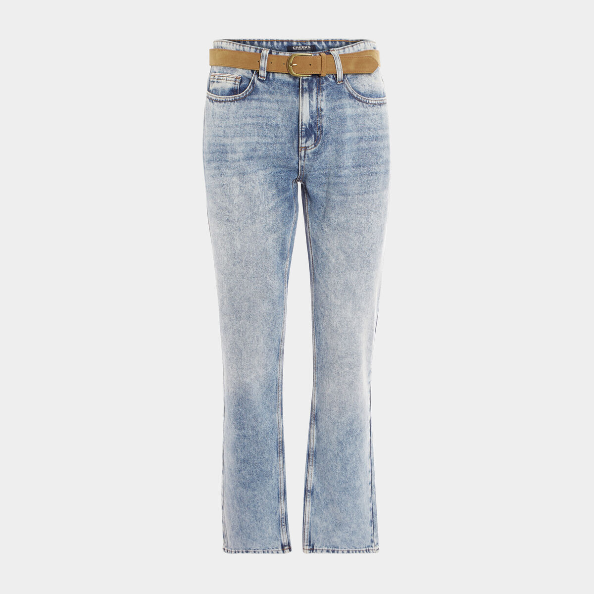 Jeans regular stretch ceinturé denim double stone homme