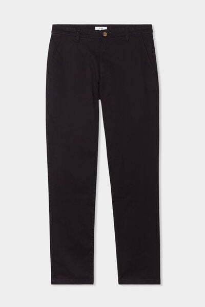 Pantalon chino droit stretch noir homme