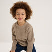 Pull manches longues col rond beige gar&ccedil;on