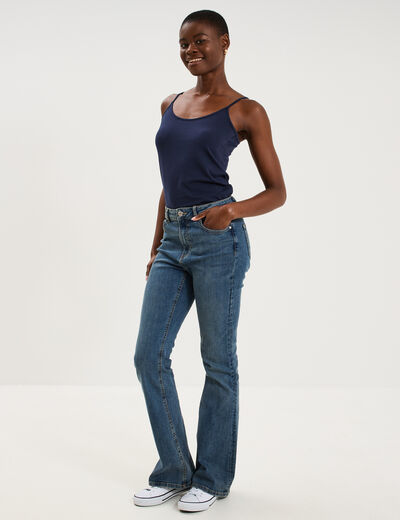 D&eacute;bardeur bretelles r&eacute;glables en coton bleu marine femme