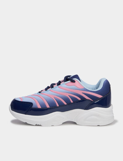 Baskets running &agrave; lacets bleu marine fille