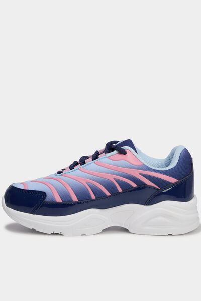 Baskets running &agrave; lacets bleu marine fille