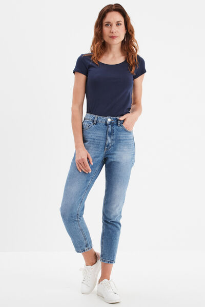 T-shirt manches courtes bleu marine femme