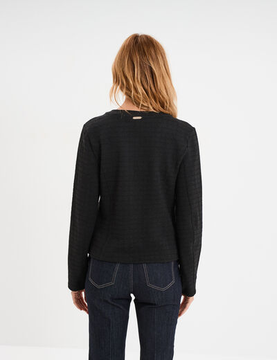 Veste effet tweed zippée ajustée noir femme