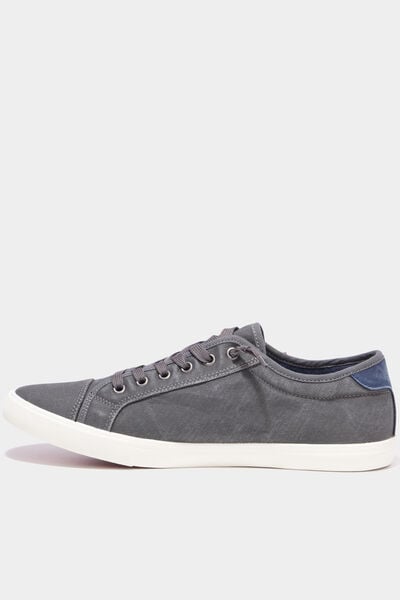 Baskets basses en toile effet denim gris homme
