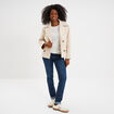 Blouson court boutonné beige femme