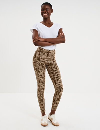 Legging taille haute beige femme