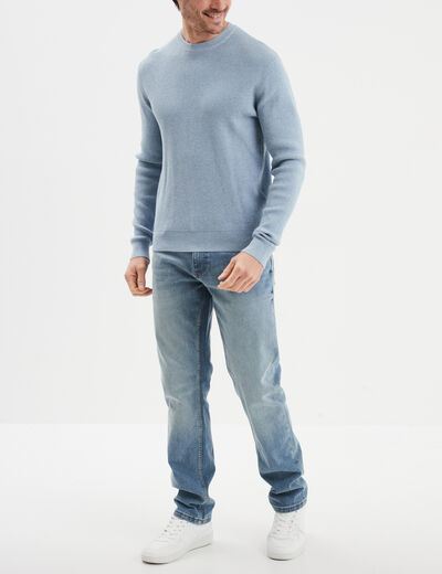 Pull avec col rond à relief bleu ciel homme