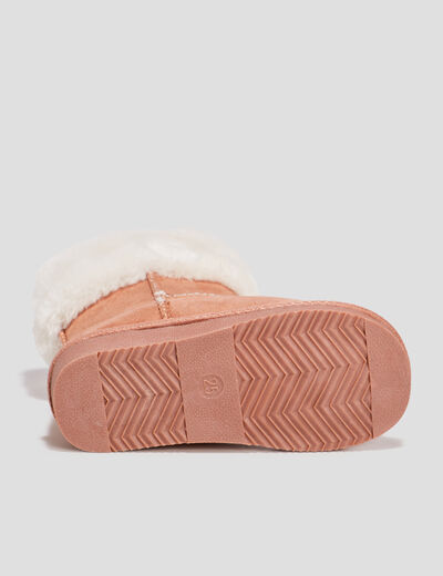 Bottines fourrées bout rond camel fille