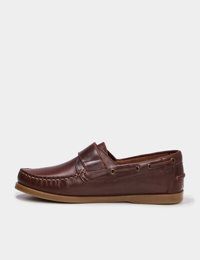 Chaussures bateau en cuir marron clair homme