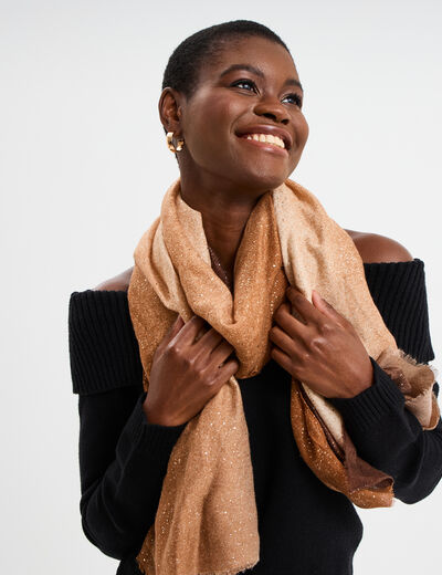 Foulard &agrave; paillettes camel femme