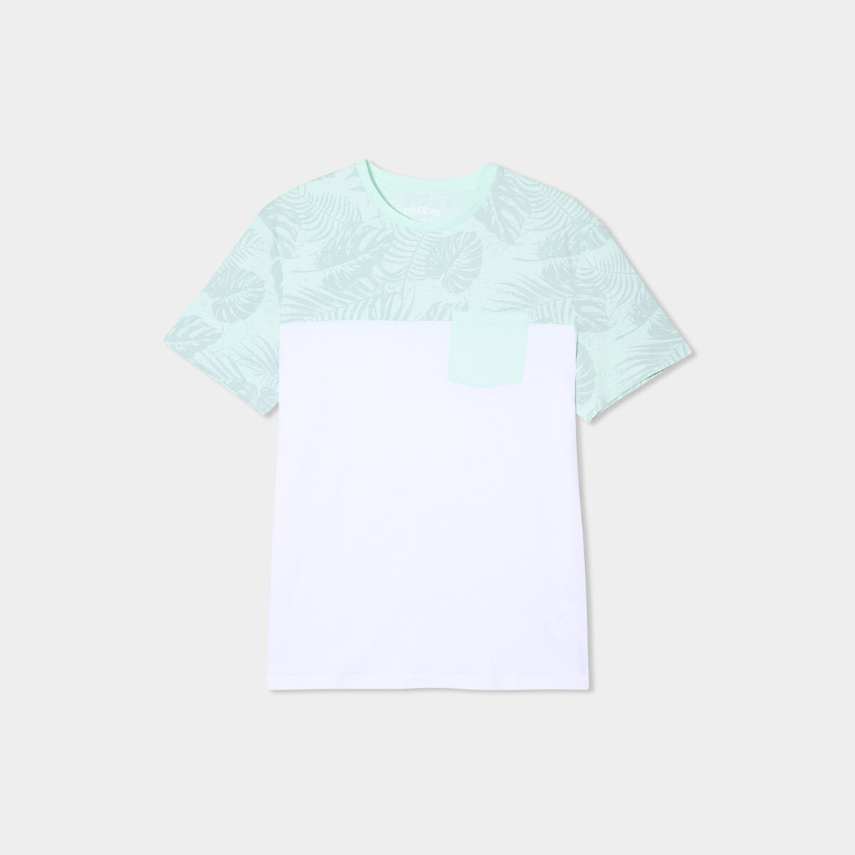 T-shirt manches courtes 1 poche coton vert pastel homme